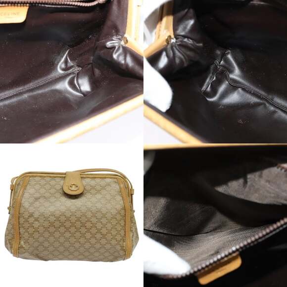 CELINE Macadam Canvas Shoulder Bag Pvc Beige Gold - Picture 10 of 12